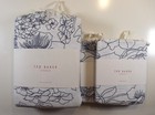 TED BAKER LINEAR FLORAL BEDDING DUVET COVER PILLOWCASES SET - BLUE - DOUBLE SIZE