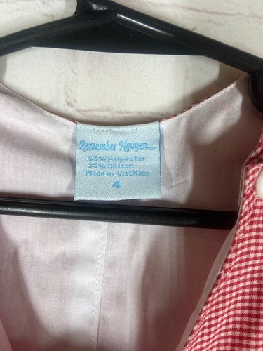 Vintage Remember Nguyen Red Checkered One Piece w/ Sailboats- Children's 4T - Picture 2 of 6