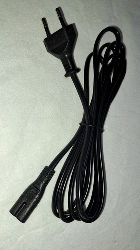 Euro Netzkabel mit Doppelnut Kupplung | 1,5m | Schwarz | C8 Stecker | 2x0,75 mm² - Bild 1 von 3
