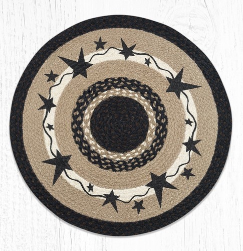 Barn Star Round Rug Handwoven with 100% Natural Jute and Hand Stenciled 27" - Picture 8 of 10