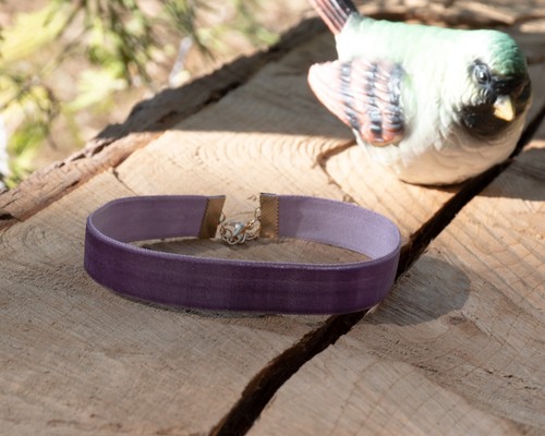 Amethystfarbener Samthalsband, Vintage Stil Samt Halskette Choker, Lavendel - Bild 7 von 9
