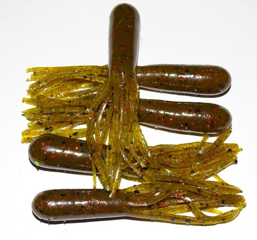 30 PCS KALIN'S 3.5" TUBE FISHING LURES COLOR GREEN PPKNSD / RED FLK 3-10 PACK - Picture 3 of 5
