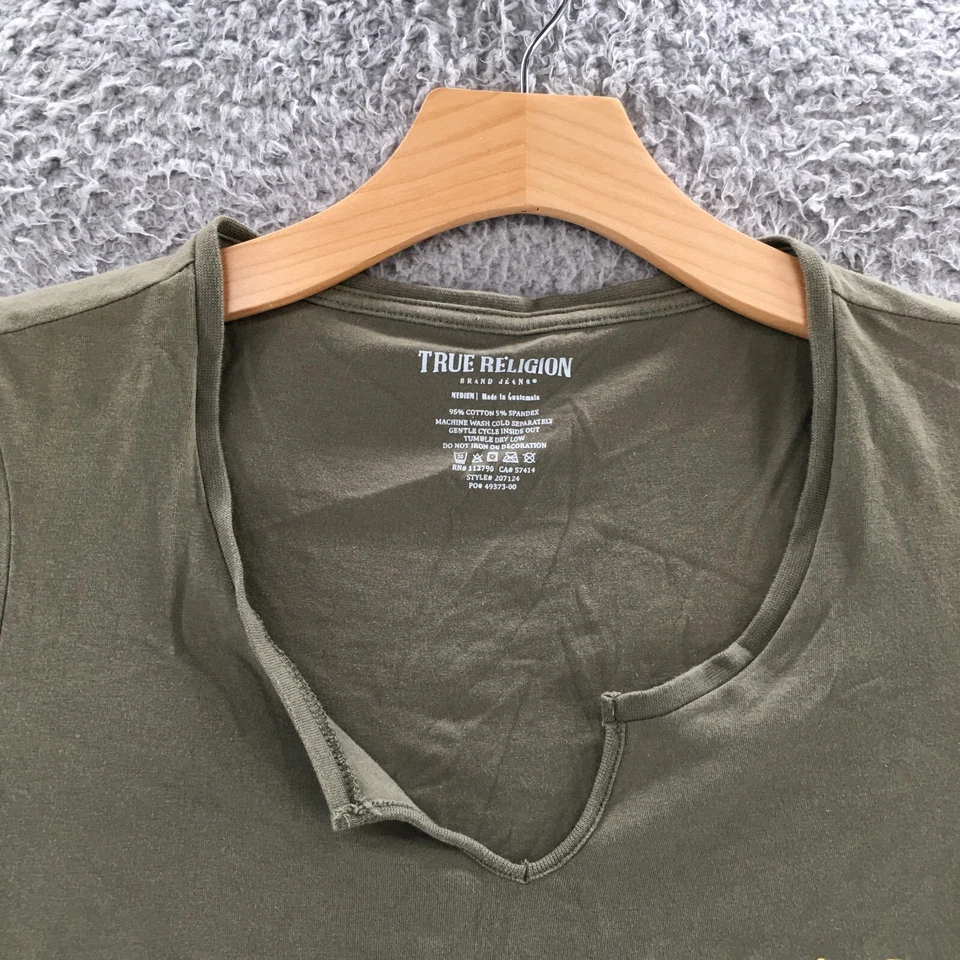 Camiseta corta True Religion para mujer M verde mezcla de algodón manga gorra pulóver Foto 4 de 4