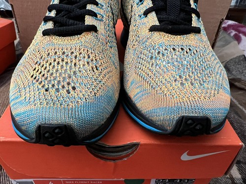 Nike Flyknit Racer, Bright Citrus Blue Lagoon Women’s Trainers, UK Size 5.5 - Picture 3 of 13
