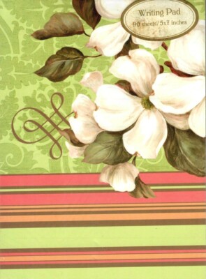 New & Sealed White Magnolia Magnolias Notepad Writing Pad - 90 Sheets