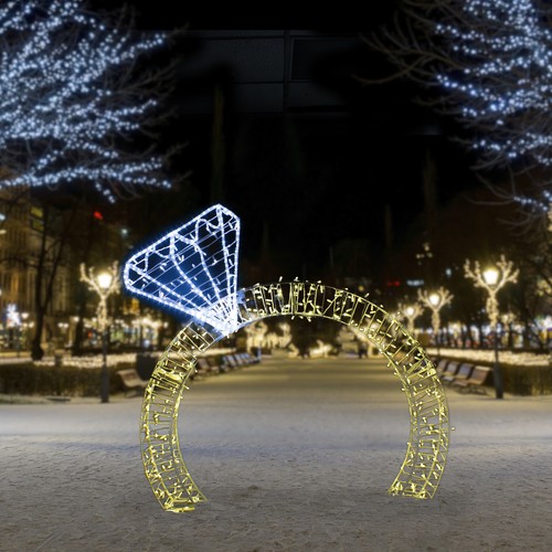 Northlight 13ft Lighted LED Diamond Ring Outdoor Display Decoration - Picture 2 of 4