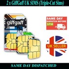 2 X Giffgaff Triple Cut (Nano/Micro/Standard) Pay As You Go 4G/5G UK KARTY SIM