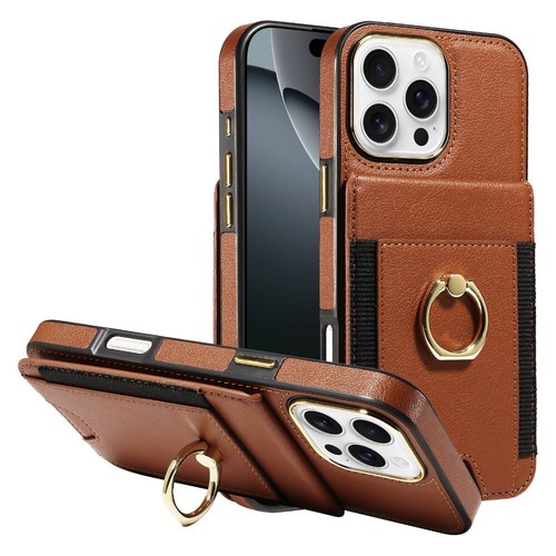 For Iphone 16/15/14/13/12/11Pro Back Cover Ring Protection Holster+Tempered Film - 第 7/31 張圖片