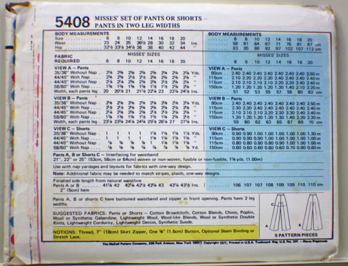 Patrón McCall's 5408 - Pantalones o pantalones cortos Misses' en talla 14 - Imagen 3 de 3