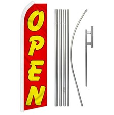 Open Red  Yellow Super Swooper Flag  Flag Pole Kit  Ground Spike