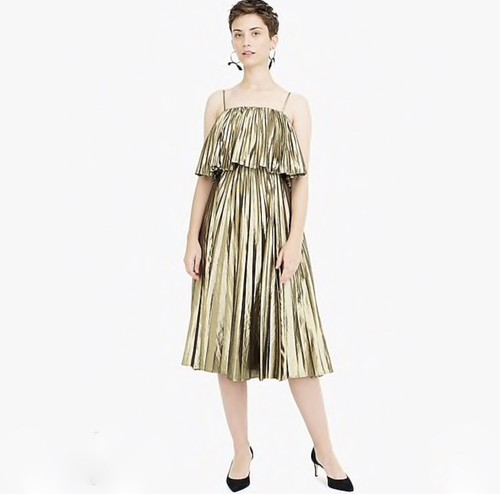 Lamè 0 girocollo J getailleerde Pieghe Collectie Goud Maat jurk x8Y8Pw