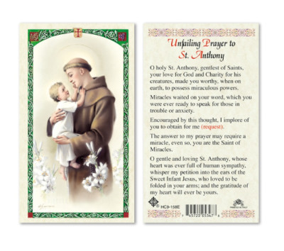 Unfailing Prayer to Saint Anthony - Paperstock Italian Holy Card HC9-158ENL