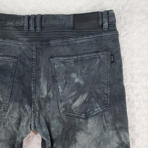 DOPE Jeans Herren 38 x 31 schwarz Knopfleiste Burnside Denim Biker Moto gerippt spitz zulaufend neu mit Etikett - Bild 14 von 23