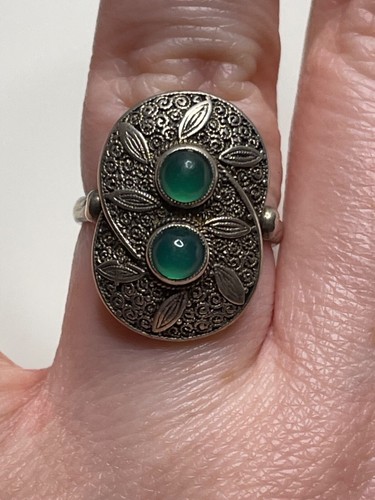 Vintage German Art Deco Theodor Fahrner Sterling Silver Chrysopras Ring Germany - Bild 10 von 10