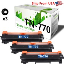  3PK, Black TN770 Toner Cartridge for HL-L2370DWXL MFC-L2750DWXL Printer