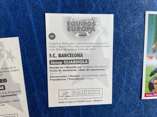 PANINI EQUIPOS EUROPA 1996/97 BARCELLONA GUARDIOLA N 47 - Imagen 2 de 2
