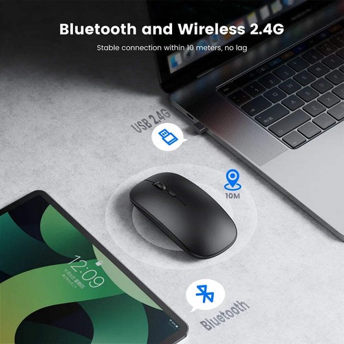 Rechargeable Wireless Mouse Bluetooth-compatible 2.4GHz Dual Modes Computer Mice - Photo 12/30