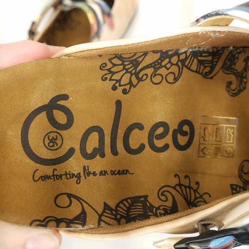 Calceo Clogs Mary Jane Mules Butterfly Natural Tan Slip On Vegan Shoes Size 5 - Picture 5 of 6