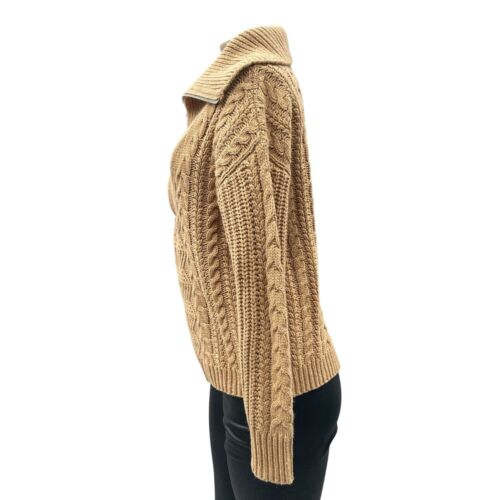 NWT Reiss Alexis Half Zip Cable Knit Camel Sweater Wool Blend Long Sleeve Size S - Picture 7 of 14