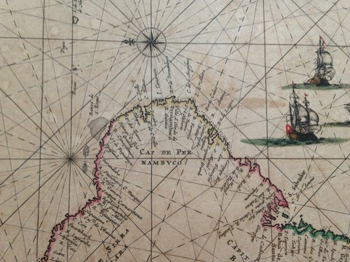 BRASIL 1680 FREDERIK DE WIT INUSUAL MAPA GRABADO ANTIGUO GRANDE SIGLO 17 - Imagen 5 de 10