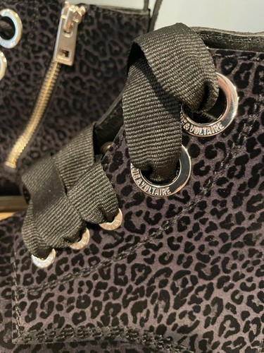 Zadig & Voltaire Suede zip up flat ankle boots lace up leopard print sz 39 NWT - Picture 13 of 19