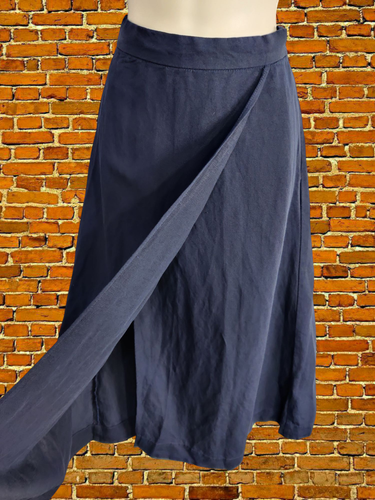 BNWT GANT EVENING BLUE MIDI SKIRT SIZE XS LINEN VISCOSE NAVY WRAP STYLE SUMMER - Picture 4 of 6