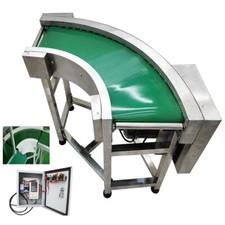 11.8" Industrial Transport PVC Belt Conveyor 110V 90° Corner Turning Controller