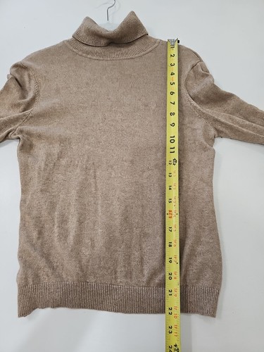 Suéter Lauren Ralph Lauren petite m cuello alto mezcla seda marrón claro - Imagen 8 de 10