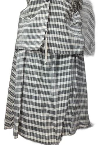 Completo Donna Puro Lino Estate Giacca Gonna Ruota Vestibilità Comoda Grigio HiQ - Picture 3 of 15