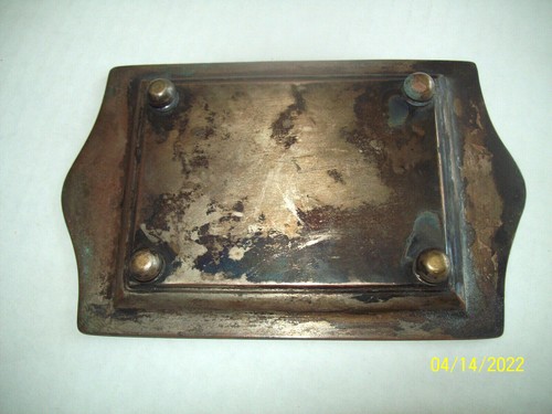 Vintage Decorative Copper Color Ashtray / Business Card Tray 5 3/4 x 3 1/2 - Picture 2 of 3