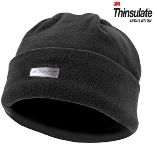 3M Thinsulate Black Polar Fleece Beanie Thermal Lined Warm Winter Cap Hat Ski - Picture 9 of 12