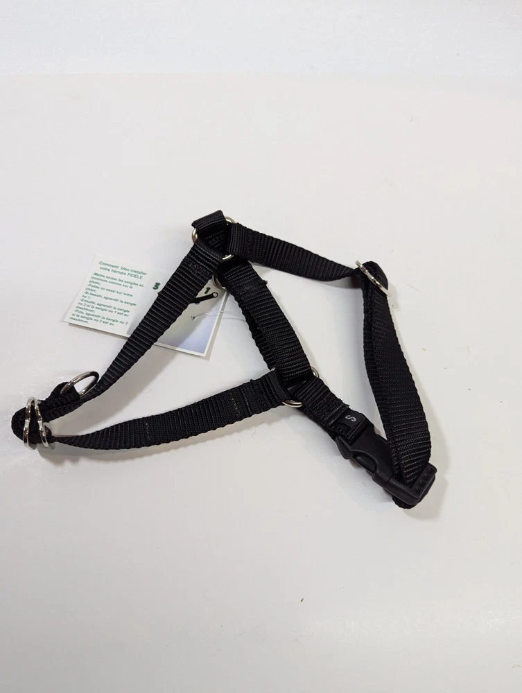 Dog Harness Small Front Clip Fidele Canin Black 1-5 lbs (1-2.2 kg) No Pull