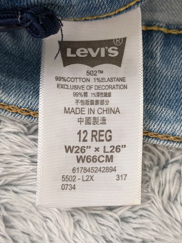Levis 502 Size 12 Regular Taper Light Wash Stretch Jeans Boys 26 x 26 Straight - Picture 8 of 9