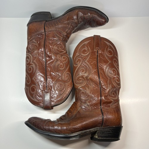 Dan Post Ostrich Leg / Leather Cowboy Boots Mens 12 D 6636 Brown - READ - Picture 11 of 14