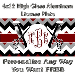 Beautician Hair Stylist Marrun Custom Monogram License Plate Auto