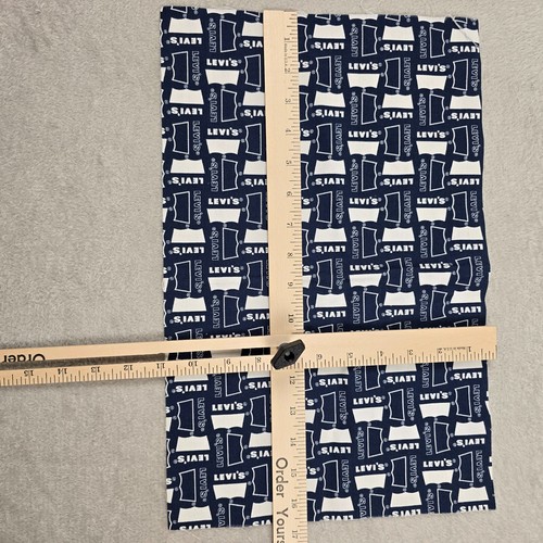 Levis Fabric Remnant 16.5x11 in Blue White Logo Print Cotton Sewing Material - Picture 4 of 7