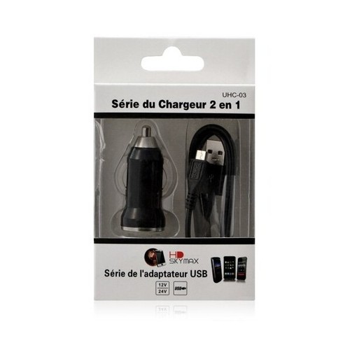 Chargeur voiture allume cigare USB avec câble data couleur noir pour SFR : officiel StarN