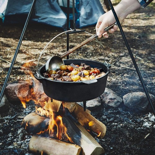 Pre-Seasoned 6Qt Dutch Oven - Versatile Cast Iron Cooking for Camping Adventures - Picture 7 of 10