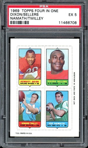 1969 Topps Four In One Football Dixon Sellers Twilley Namath PSA 5