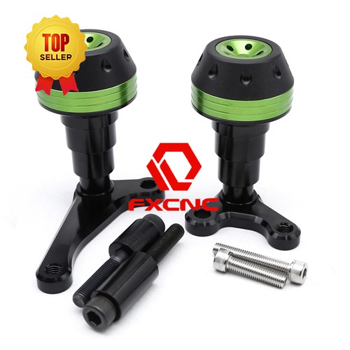 FXCNC CNC Motorcycle Frame Sliders Crash Protector Pads For ZX14R 2006-11 Green - Bild 4 von 11