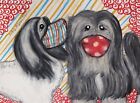 Lowchen in Quarantine Masks Dog Pop Folk Vintage Art Print 8 x 10 Signed Ksams