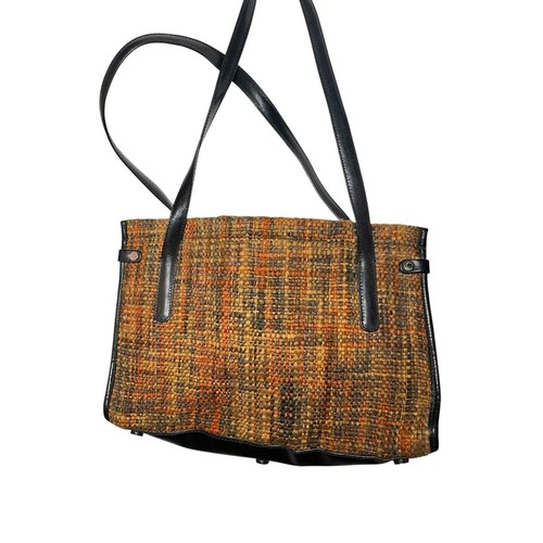 Monsac Tweed & Leather Shoulder Bag In Multicolor With Zip Closure & Multiple In - Picture 2 of 4