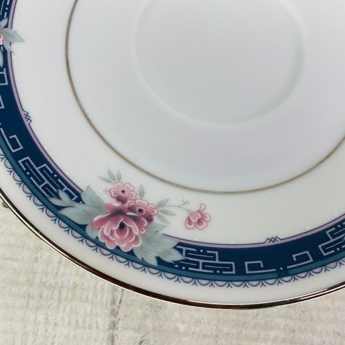 80's Noritake GRANVILLE Contemporary Blue Pink Flower China Saucer Plates Set 4 - Picture 12 of 15