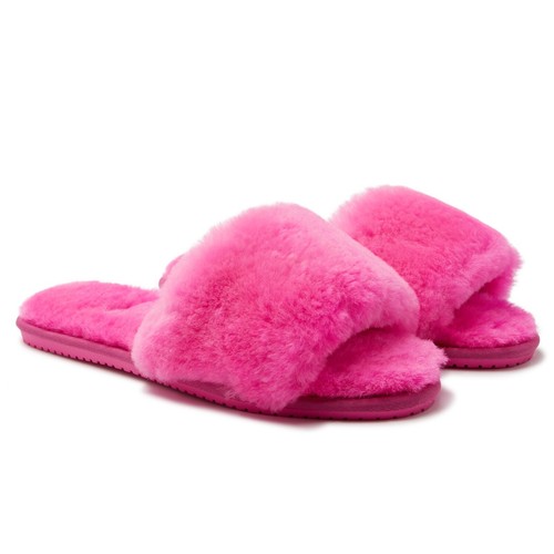 ORIGINALS UGG AUSTRALIA Sheepskin Fluffy Slides Slippers 4 6 8 Grey Black & Pink - Picture 12 of 25