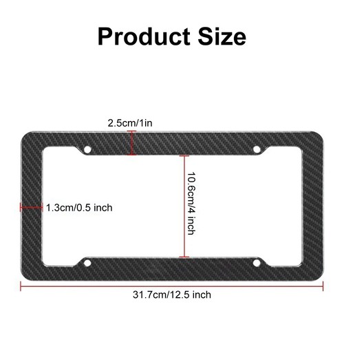Black Car Carbon Fiber License Plate Frame Cover Front & Rear Universal USA Size - Bild 10 von 18