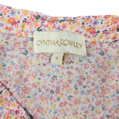 Cynthia Rowley Blouse Womens Small Pink Floral Boho Bohemian Hippy Cottagecore - Picture 7 of 12