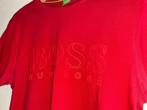 T-shirt Hugo Boss uomo rossa tempo libero M designer logo BOSS perfette condizioni - Foto 2 di 11