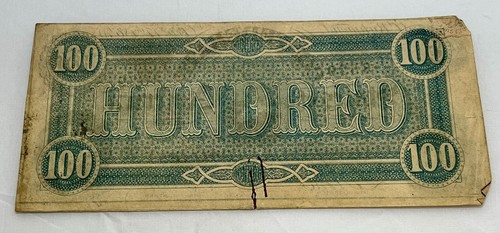 1864 $100 Confederate States of American Note - Picture 2 of 2