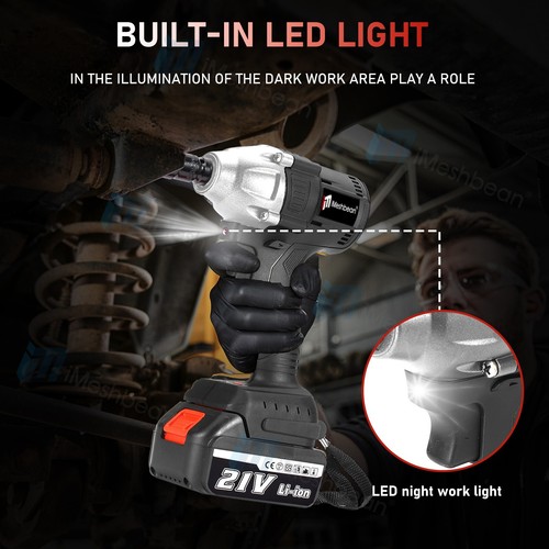 21V Cordless Electric Impact Wrench Drill Gun 1/2'' High Power Driver 800N.m - Picture 9 of 18
