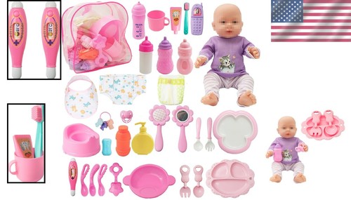 34-Piece Baby Doll Care Set with Feeding & Changing Accessories - Joyful Play - Picture 2 of 9